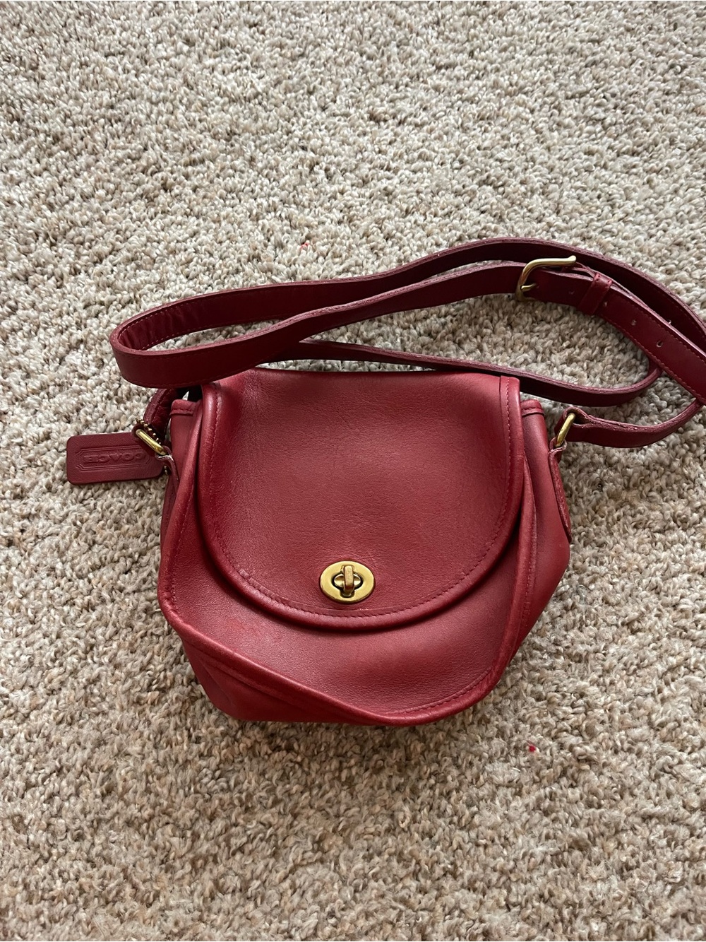 Vintage Coach Burgundy/Red Leather Crossbody Bag